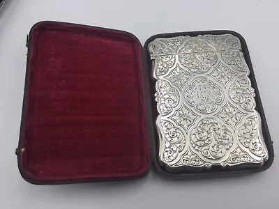 SUPERB VICTORIAN CASED SOLID SILVER CARD CASE BY NATHANIEL MILLS Birm C1848 • £695