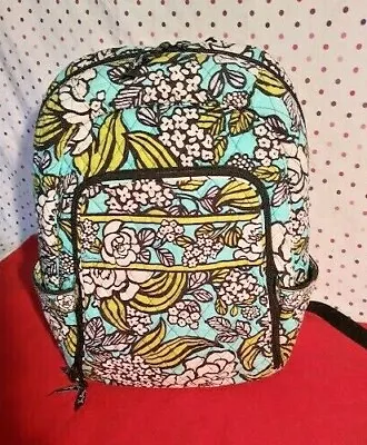 Vera Bradley Backpack Retired Island Bloom Floral Quilted Teal White Black Med  • $19.92