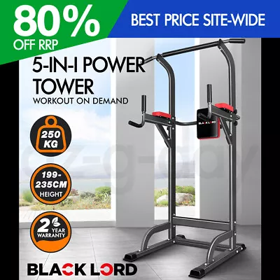 BLACK LORD Power Tower Chin Up Bar Push Pull Up Weight Bench Gym Station • $169.95