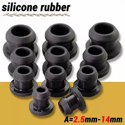 Silicone Rubber Grommet Plug Bungs Cable Wiring Protect Bushes Black 2.5mm-51mm • £39.59