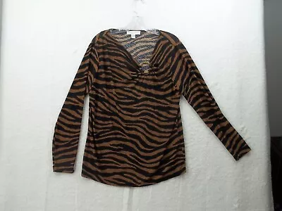 Michael Kors Womens Tiger Print Sheer Sleeves Top Shirt Size XL • $14.91