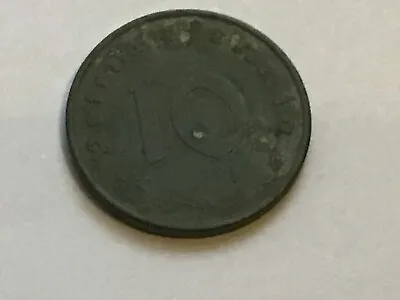 1944 10 Reichspfennig German Third Reich Swastika Zinc Coin BERLIN • £2.99