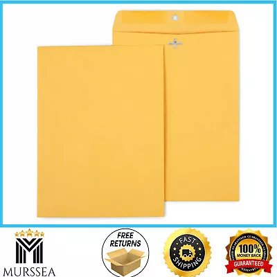 100 Pcs CLASP ENVELOPES 9''x12'' Kraft Shipping Mailing Gummed Business Manila • $21.22