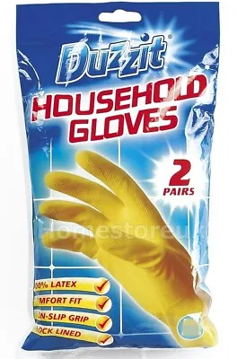 2 X LARGE RUBBER HOUSEHOLD GLOVES LATEX CLEANING WATER PROOF WASHING UP 2 PAIRS • £4.95