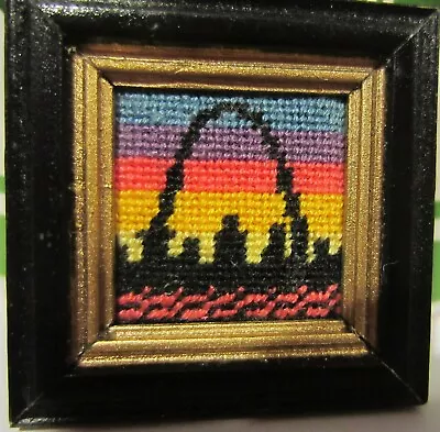 Framed / Finished  Needlepoint Miniature St Louis Arch Skyline • $100