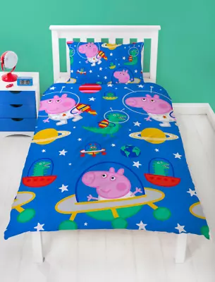 £13.75 • Buy Peppa Pig George Pig Planets Duvet Quilt Cover Bedding Set Single