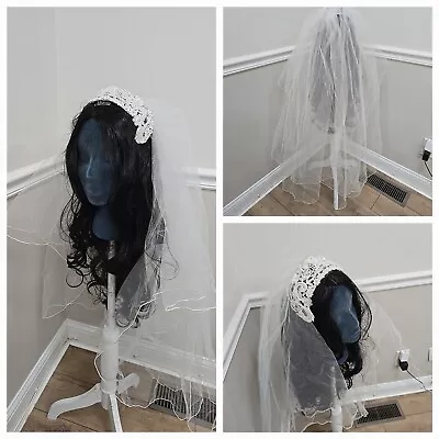 Vintage Bridal 2 Tier Veil Wedding  Cap Beads Tulle/ • $29.99