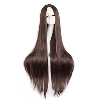 MapofBeauty 40 /100cm Natural Soft Straight Long Cosplay Wig (Dark Brown) • £17.36