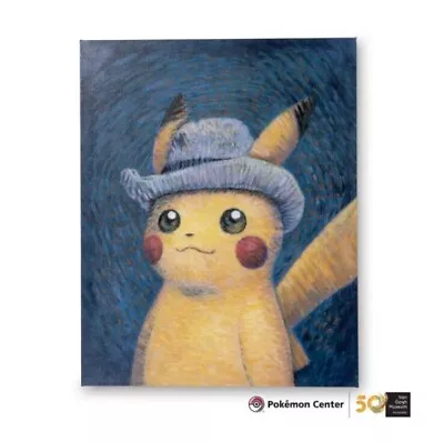 $215 • Buy Pokémon Center × Van Gogh Museum: Pikachu - Grey Felt Hat Canvas Wall Art *Rare