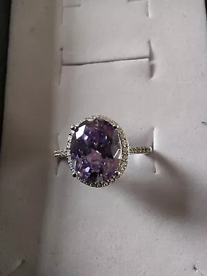 Sterling Silver Lavender Stone Ring Size K Bn • £48