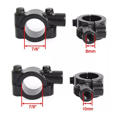 2 X 8MM 10MM MIRRORS CLAMP ON MOUNT ADAPTER FIT 7/8  HANDLEBAR DIRT SPORTS BIKES • $9.59