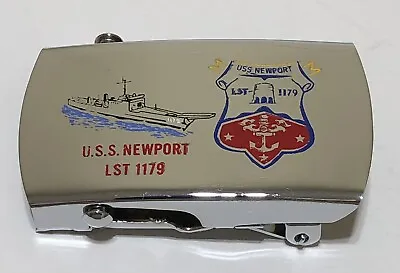 ZIPPO - USS Newport LST 1179 Brass Belt Buckle - US Navy Ship - Unused - VINTAGE • $75