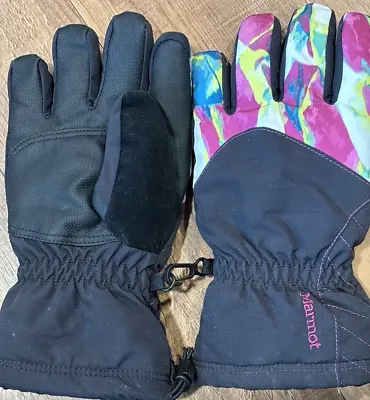 Marmot Snow Gloves Kids Winter Lined Thick Fuzzy Warm Skiing Sledding Sz Kid XL • $14.99