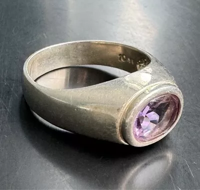 Mens 925 Sterling Silver And Ametyst Ring Size 10 • $40