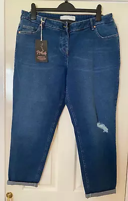 NEXT MATERNITY Ladies Dark Blue Denim Boyfriend Style Jeans Size UK 16R EUR 44 • £27