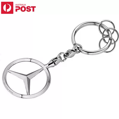 $9 • Buy Polished Mercedes Benz Logo Stainless Keyring Keychain Key