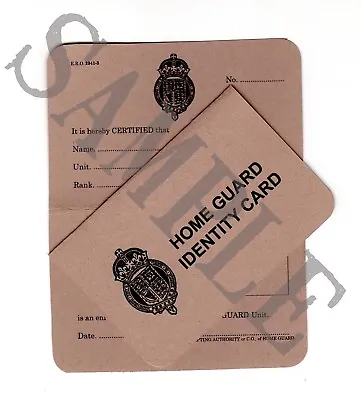 WW2 HOME GUARD Identity / Warrant Card  (Exact Copy) • £4