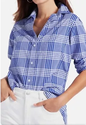 Grayson The Hero Blue White Plaid Lightweight Button Down Shirt Blouse Sz 5 XL • £37.95