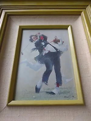 Vintage 2 Clowns Golfing Picture By Robert Owen....collectors Item..heavy Frame • $25