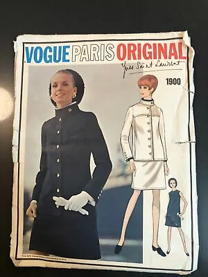 Vintage Yves Saint Laurent Vogue Paris Original Pattern 1900 Dress Jacket • $28