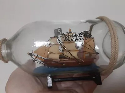 Vintage Pirate Ship In A Bottle Ocean City Maryland Nautical Sea Ocean Decor  • $39