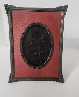 Edwardian Revival Ornate Brass & Rose Moire Tabletop Frame Holds 3  X 4  Photo • $23