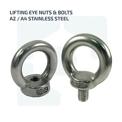 M6 M8 M10 M12 M16 M20 M24 M30 Lifting Eye Nuts & Bolts A2 / A4 Stainless Steel • £134.75