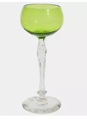 Antique Crystal Chartreuse Green Wine Glass • $59