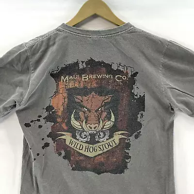 Crazy Shirts Men's T Shirt Maui Brewing Co Wild Hog Stout Souvenir Gray Size S • $25