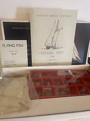 Boat Model Wooden Sailboat Ship Kit Flying Fish 1860 1:50 NIB Vintage Schooner • $234.56