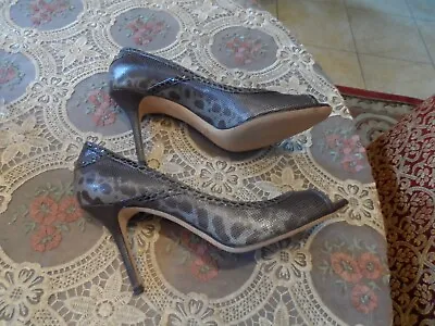 Jimmy Choo Brown/Gray Snake Embosed Lamb Leather Heels Size 41-US 11M • $195