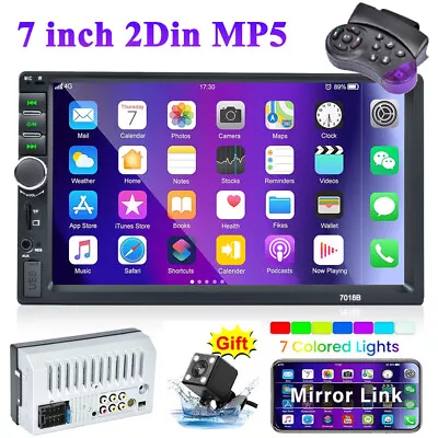 2din Car Radio Stereo 7  Touch Screen Auto Bluetooth USB Mirror Link FM+4LED Cam • $40.99