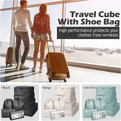 $10.92 • Buy 8pack Packing Cubes Luggage Storage Organiser Travel Compression Suitcase Bag AU