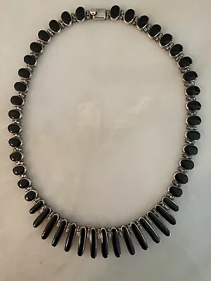 950 Mexican Silver Signed Onyx Choker Necklace • $150