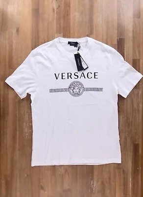 VERSACE White & Black Medusa Head & Logo Print T-shirt XL Authentic Designer NWT • $229
