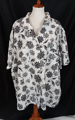 Maggie Barnes Women's   5X Linen Blend  Shirt  Floral Short Sleeve  A-94 • $24.90