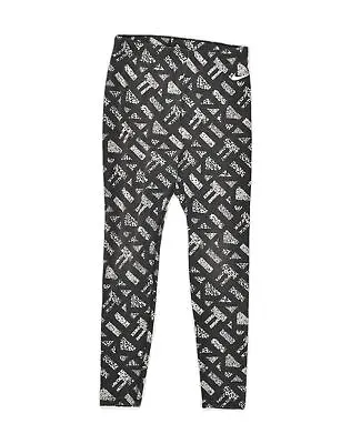 NIKE Womens Crazy Pattern Leggings UK 8 Small Black Geometric Cotton WZ06 • £12.19