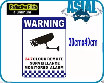 Large 30x40cm Reflective Aluminium Metal CCTV Surveillance Camera Warning Sign • $32