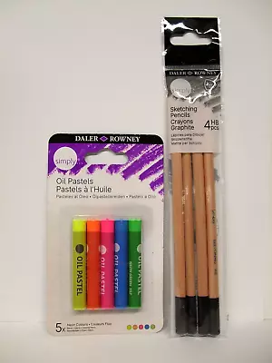 Daler Rowney Bundle - Oil Pastels Neon Colours & Sketching Pencils 4HB - Art • £0.99