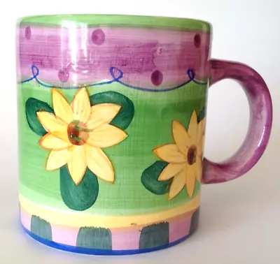 MILSON & LOUIS Hand Painted Ceramic Large Coffee Cup Mug - Flowers - Never Used • $9.98