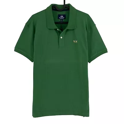 LA MARTINA Green Piquet Stretch Short Sleeves Slim Fit Polo Shirt Size XL • $32.12