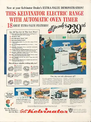1950 Kelvinator Electric Range With Automatic Oven Timer Vintage Print Ad • $9.99