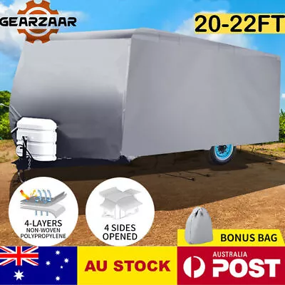 Heavy Duty 20-22ft 4 Layer Caravan Campervan Cover UV Waterproof Carry Bag AUS • $127.75