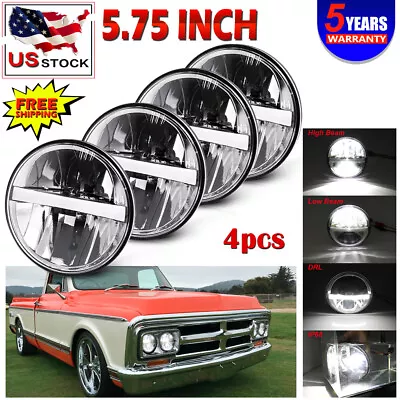 FOUR 5.75  5 3/4 OE Round Sealed Headlight Conversion W/ DRL Hi/Lo LED H4 Bulb • $119.99