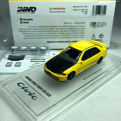 $49.99 • Buy 1/64 INNO64 IN64-EG9-YLTS Honda Civic Ferio SiR Yellow 1992 Hong Kong Special