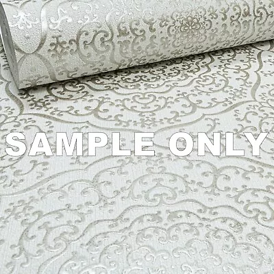 Oriental Damask Wallpaper Mandala Mosaic Cream Gold Metallic Glitter Feature  • £1.49