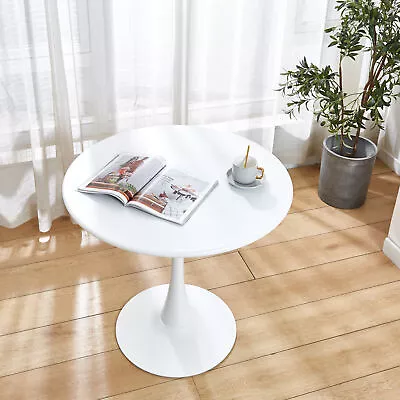 Modern White Round Dining Table 31.5'' Diameter Solid Metal Base Coffee Table • $209.67