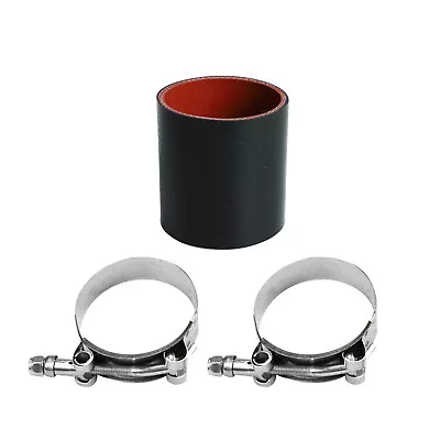 2 3/4  ID Straight Silicone Hose Coupler Tubro Pipe 70mm+ 2 PCS T-Clamps Black • $8.90