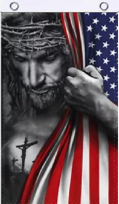 3x5 Usa Jesus Reveal Patriotic Usa Vertical Flag Banner 100d • $12.88