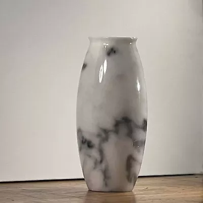 Marble Vase By Vermont Marble White W Black Matrix Tall Classic Shape 9” Modern • $95